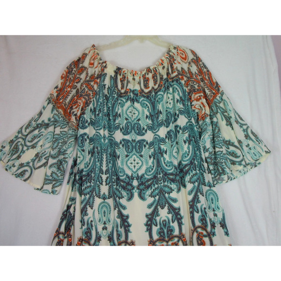 Old Navy Boho Mini Dress Paisley Peasant Short Sleeves‎ Tassels Size 22/24 Plus - Picture 9 of 15